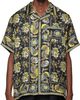 vowels vowels Black Short Sleeve Silk Scarf Shirt - 1
