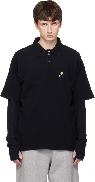 vowels vowels Black S/S Pique Polo