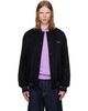 vowels vowels Black Wool Varsity Bomber Jacket - 1
