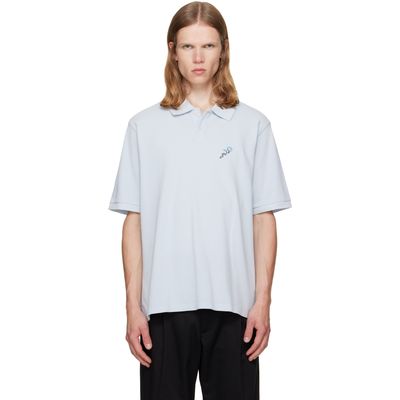 vowels vowels Blue Short Sleeve Pique Polo