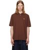 vowels vowels Brown Short Sleeve Pique Polo - 1