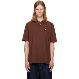 vowels vowels Brown Short Sleeve Pique Polo