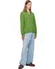 vowels vowels Green Eyelet Knitted Zip-Up Sweater - 4