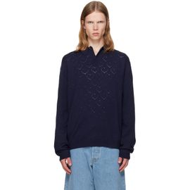 vowels vowels Navy Eyelet Polo