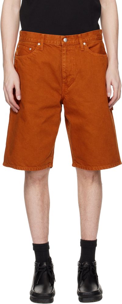vowels vowels Orange Overdyed Painter Shorts
