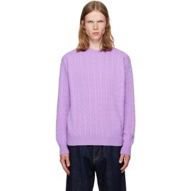vowels vowels Purple Cable Knit Crewneck Sweater