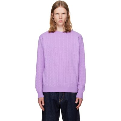 vowels vowels Purple Cable Knit Crewneck Sweater