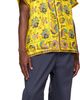 vowels vowels Yellow Short Sleeve Silk Scarf Shirt - 4