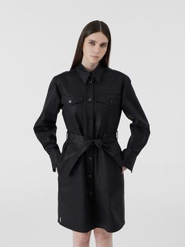 VOYONN Coated Jean Outer-Style Shirt Dress [Black] (025)