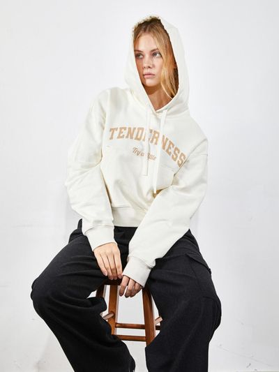 VOYONN Cropped Hoodie [Ivory] (0076)