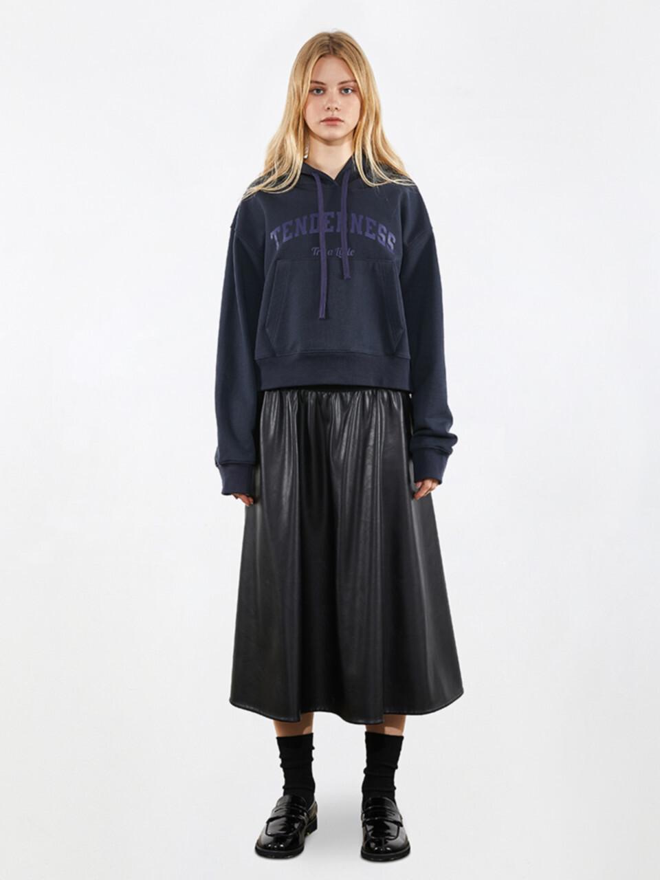 VOYONN Cropped Hoodie [Navy Grey] (0076)