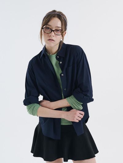 VOYONN Embroidered Point Signature Shirt [Navy] (022)