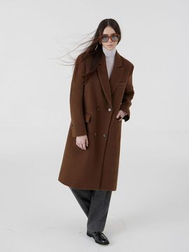 VOYONN Mannish Overfit Box Wool Coat [Brown]