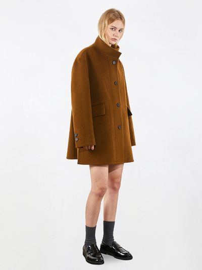 VOYONN Oversized China Collar Half Coat [Camel Brown] (0078)