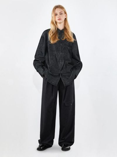 VOYONN Oversized Corduroy Washed Shirt [Black] (0080)
