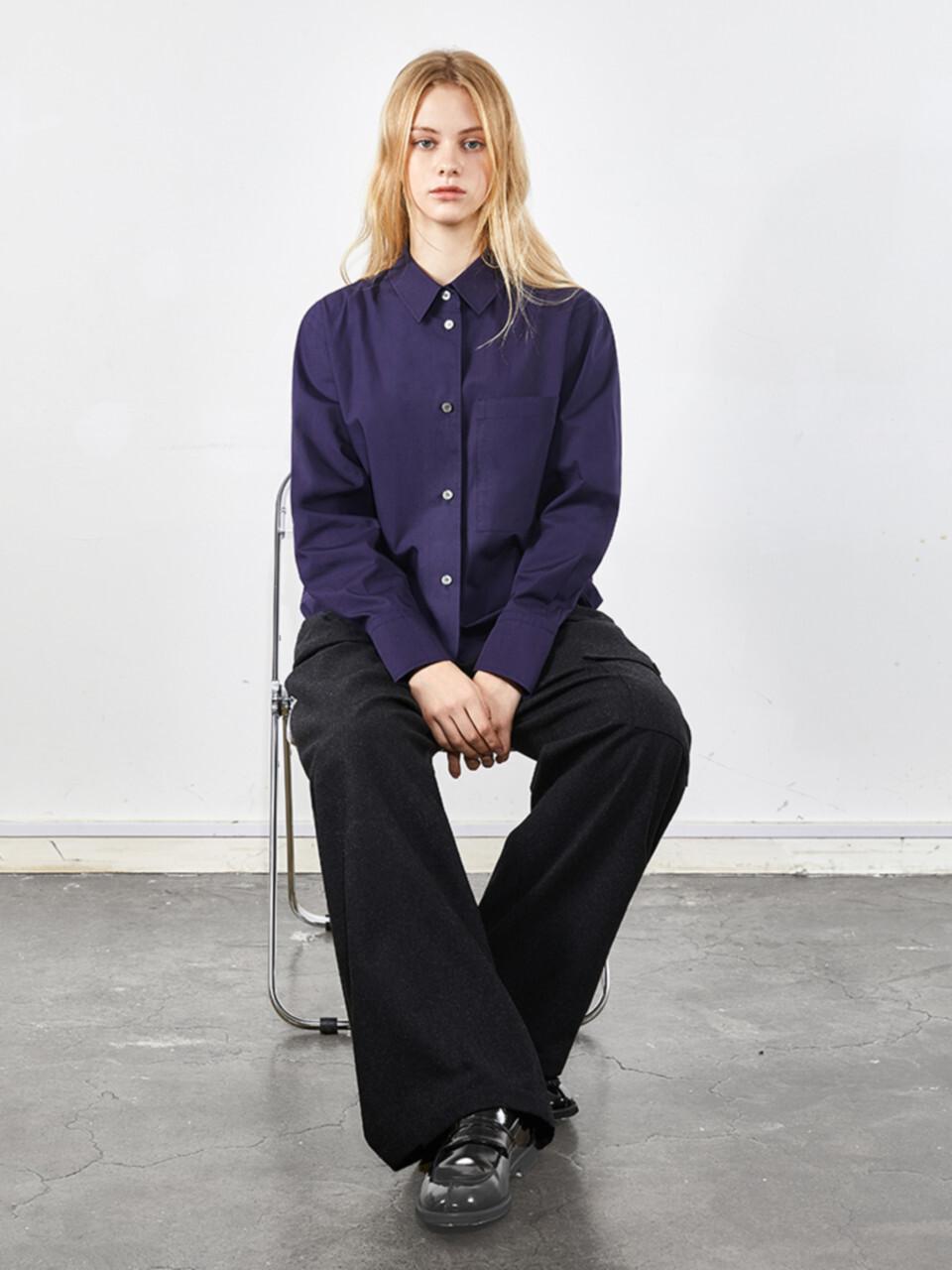 VOYONN Small Fit Outer-style Trendy Cotton Shirt [Navy] (002)
