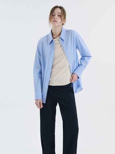 VOYONN Stripe Signature Fit Shirt [Blue] (0103)