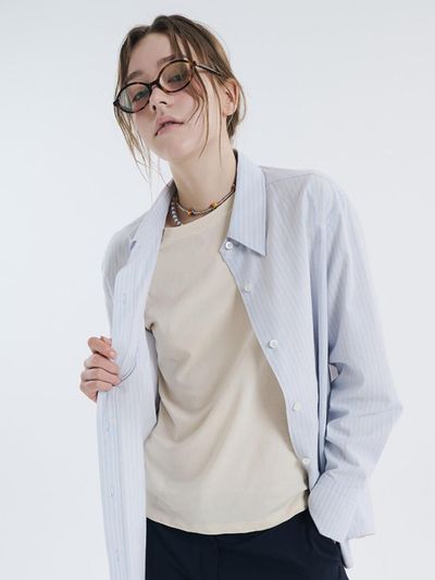 VOYONN Stripe Signature Fit Shirt [Light Beige] (0102)