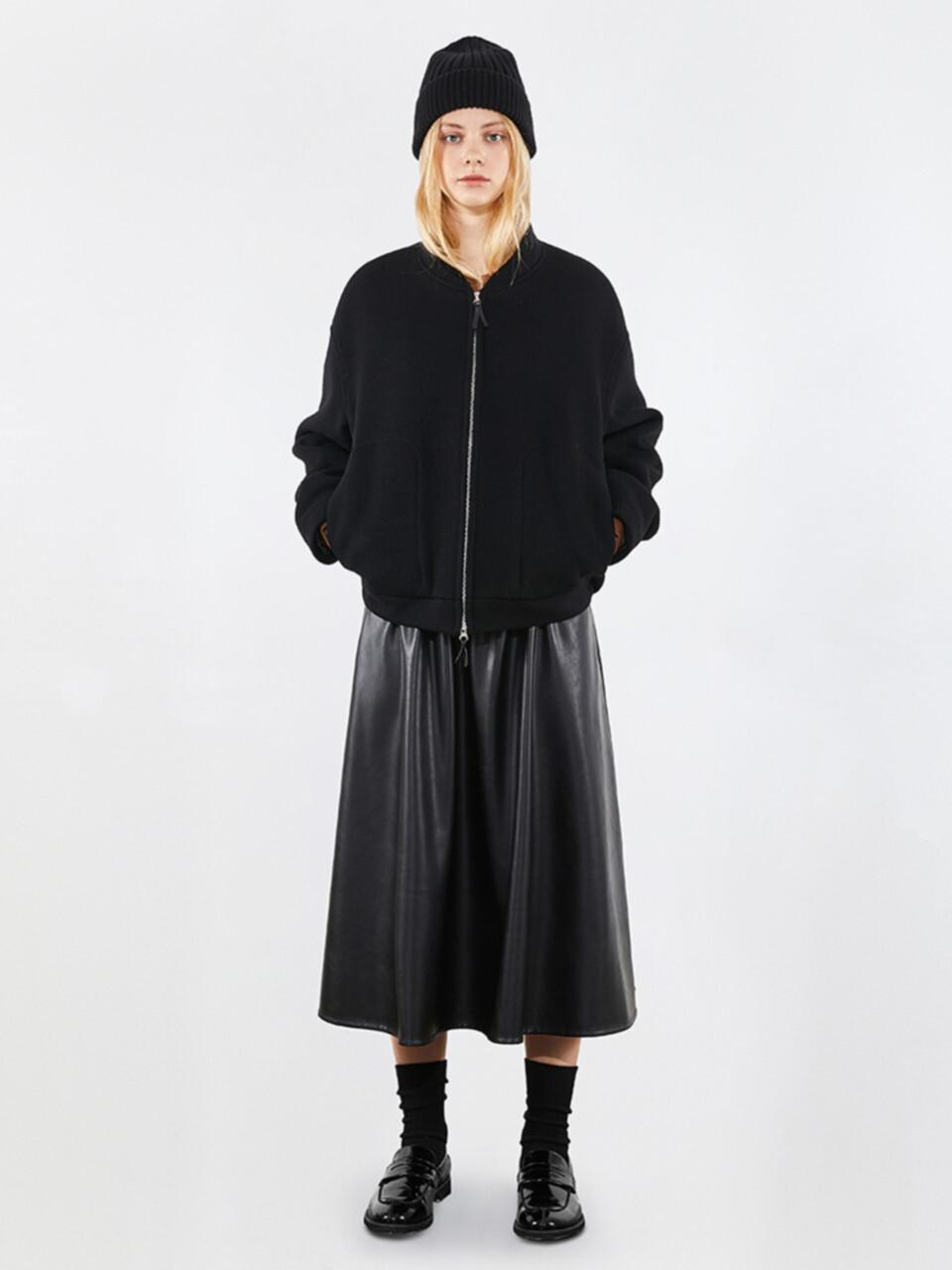 VOYONN Zip-up Bomber Wool Blazer [Black] (0089)