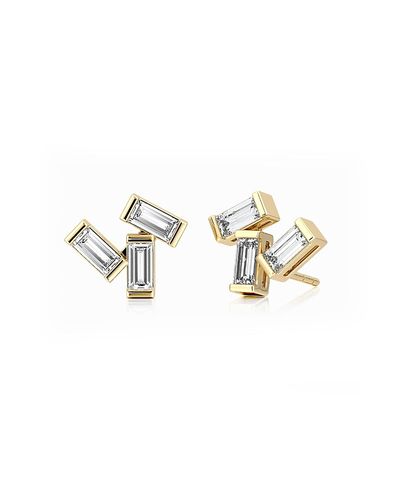 Vrai Vrai Baguette Cluster Stud in 14K Yellow Gold, 0.60ct Baguette Lab Created Diamonds