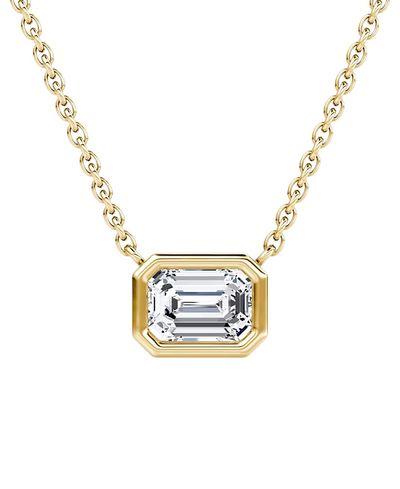 Vrai Vrai Bezel Solitaire Necklace in 14K Gold, 0.75ctw Emerald Lab Grown Diamond