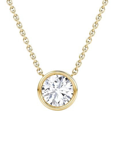 Vrai Vrai Bezel Solitaire Necklace in 14K Gold, 1.0ctw Round Brilliant Lab Grown Diamond