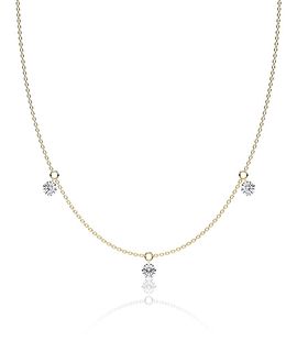Vrai Vrai Floating 3 Station Necklace, 0.75ctw Round Brilliant Lab Created Diamonds, 18