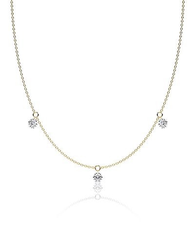 Vrai Vrai Floating 3 Station Necklace, 0.75ctw Round Brilliant Lab Created Diamonds, 18