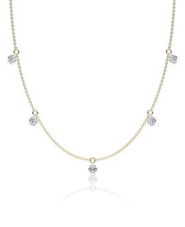 Vrai Vrai Floating 5 Station Necklace, 1.25ctw Round Brilliant Lab Created Diamonds, 18