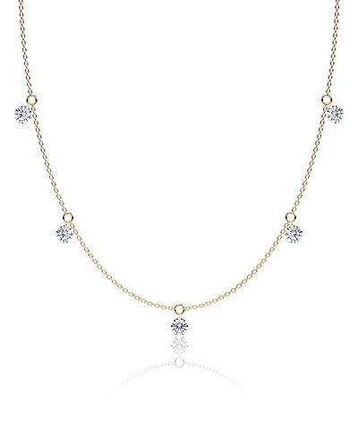 Vrai Vrai Floating 5 Station Necklace, 1.25ctw Round Brilliant Lab Created Diamonds, 18