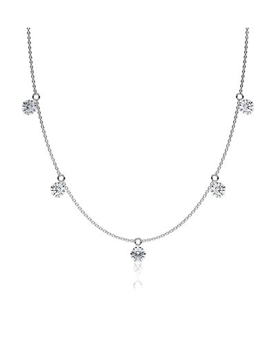 Vrai Vrai Floating Station Necklace in 14K Yellow Gold, 2.5ctw Brilliant Round Lab Grown Diamonds