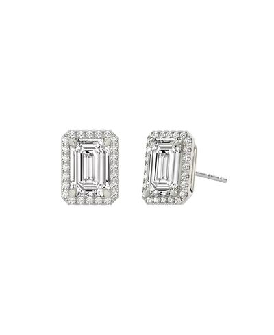Vrai Vrai Halo Stud Earrings in 14K Gold, 1.5ctw Emerald Lab Grown Diamond