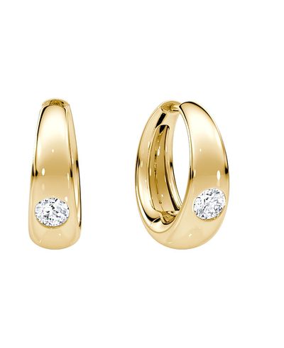 Vrai Vrai Petite Dome Hoop in 14K Yellow Gold, 0.20ctw Round Brilliant Lab Created Diamonds