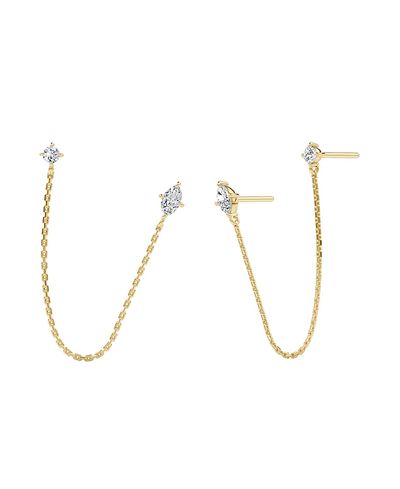 Vrai Vrai Shooting Star Draped Studs, 0.28 ctw Marquise & Round Brilliant Lab Created Diamonds