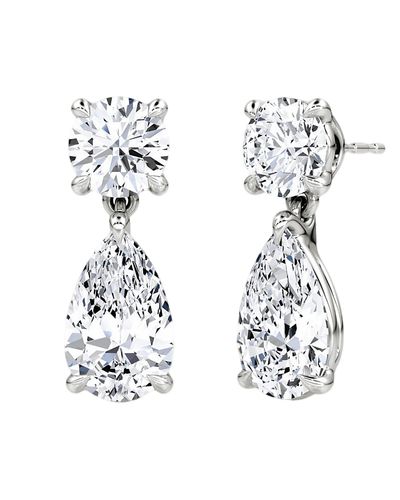 Vrai Vrai Signature Drop Earring in 14K Yellow Gold, 6.0ctw Round Brilliant & Pear Lab Grown Diamonds