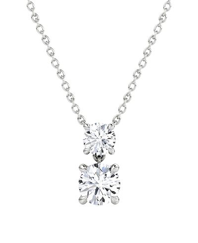 Vrai Vrai Signature Duo Drop Necklace in 14K White Gold, 1.5ctw Round Brilliant Lab Grown Diamonds