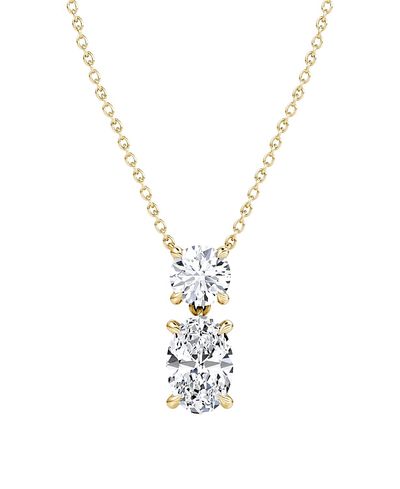 Vrai Vrai Signature Duo Drop Necklace in 14K White Gold, 3.0ctw Round Brilliant & Oval Lab Grown Diamonds