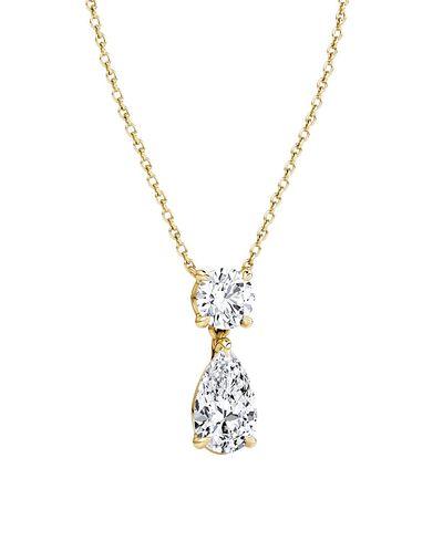 Vrai Vrai Signature Duo Drop Necklace in 14K White Gold, 3.0ctw Round Brilliant & Pear Lab Grown Diamonds