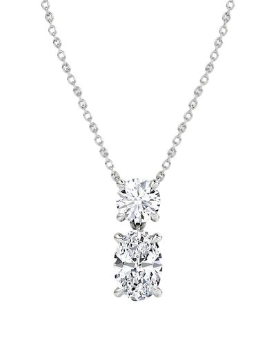 Vrai Vrai Signature Duo Drop Necklace in 14K Yellow Gold, 1.5ctw Round Brilliant & Oval Lab Grown Diamonds