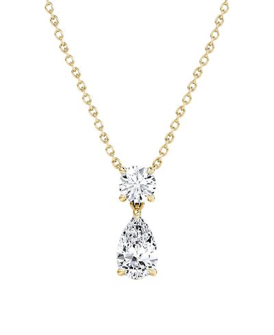 Vrai Vrai Signature Duo Drop Necklace in 14K Yellow Gold, 1.5ctw Round Brilliant & Pear Lab Grown Diamonds