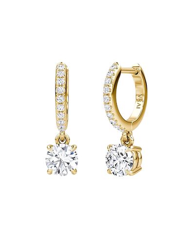 Vrai Vrai Solitaire Drop Huggie Hoop Pave in 14K Gold, 1.16ctw Round Brilliant Lab Grown Diamond