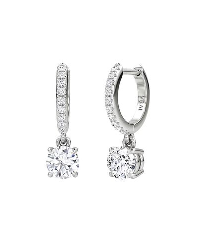 Vrai Vrai Solitaire Drop Huggie Hoop Pave in 14K White Gold, 1.16ctw Round Brilliant Lab Grown Diamond