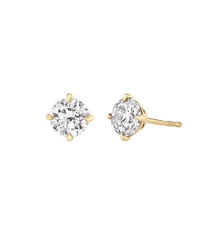 Vrai Vrai Solitaire Stud in 14K Gold, 4ctw Round Brilliant Lab Grown Diamond