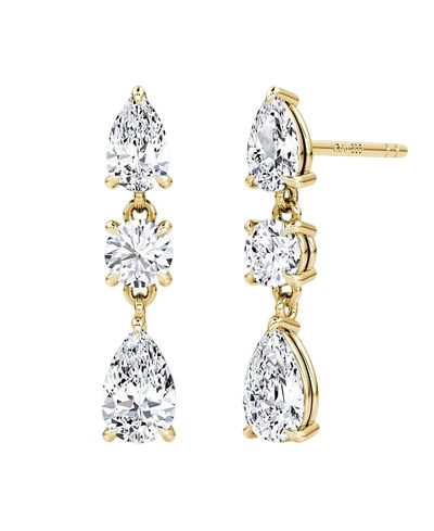 Vrai Vrai Three Stone Drop Earrings in 14K White Gold, 2.0ctw Round Brilliant & Pear Lab Grown Diamonds