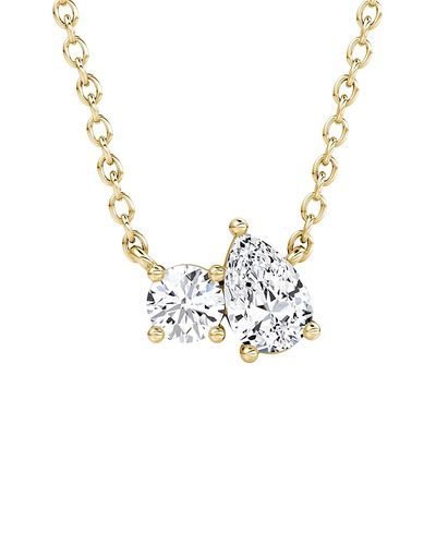 Vrai Vrai Toi et Moi Necklace in 14K Gold, 0.41ctw Round Brilliant & Pear Lab Grown Diamonds