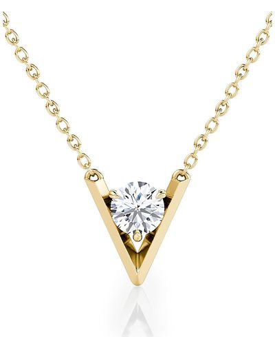 Vrai Vrai V Solitaire Necklace in 14K Yellow Gold, .50ctw Round Brilliant Lab Grown Diamond, 16-18"