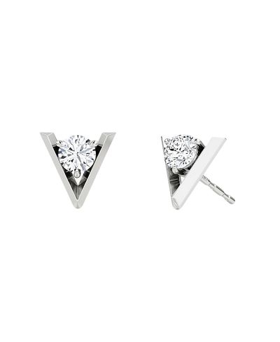 Vrai Vrai V Solitaire Studs in 14K White Gold, .50ctw Brilliant Round Lab Grown Diamonds
