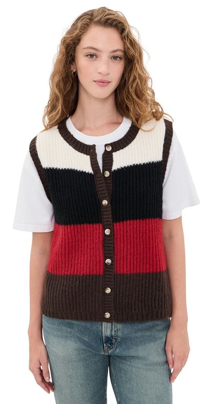 VRG GRL VRG GRL Bridgette Stripe Knit Vest Stripe