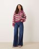 Vrg Grl VRG GRL chunky striped collared sweater in pink-White - 3