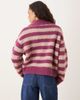 Vrg Grl VRG GRL chunky striped collared sweater in pink-White - 4